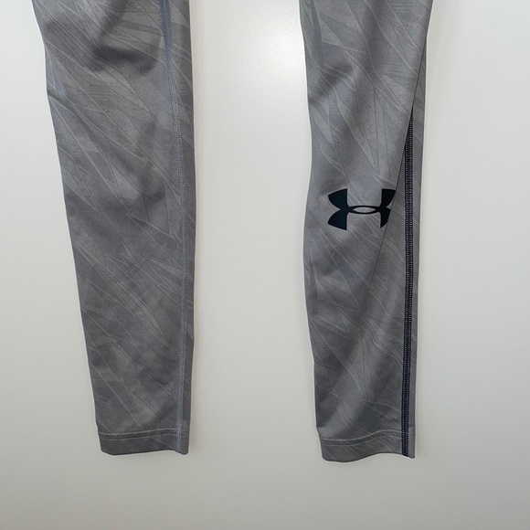 Under Armour Men's Compression Leggings Light Gray Athletic Pants - Picture 3 of 4